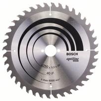 Pjovimo diskas medienai Bosch OPTILINE WOOD; 250x3,2x30,0 mm; Z40; 15°