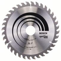 Pjovimo diskas medienai Bosch OPTILINE WOOD; 184x2,6x30,0 mm; Z36; 15°