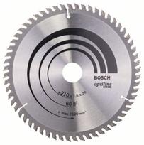 Pjovimo diskas medienai Bosch OPTILINE WOOD; 210x2,8x30,0 mm; Z60; 15°