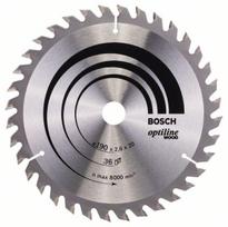 Pjovimo diskas medienai Bosch OPTILINE WOOD; 190x2,6x20,0 mm; Z36; 15°