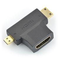 mini hdmi adapteris - Akyga Adapter HDMI / Mini HDMI+Micro HDMI Black - 1 nuotrauka