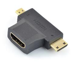 mini hdmi adapteris - Akyga Adapter HDMI / Mini HDMI+Micro HDMI Black - 2 nuotrauka