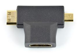 mini hdmi adapteris - Akyga Adapter HDMI / Mini HDMI+Micro HDMI Black - 3 nuotrauka