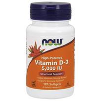 NOW Vitamin D-3 5000 IU High Potency minkštosios kapsulės N120
