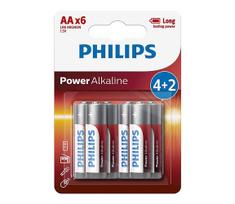 elementai aa - Philips Power Alkaline Batteries AA x6 - 2 nuotrauka
