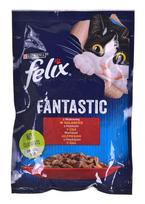 Šlapias kačių maistas Purina Felix Fantastic Beef, jautiena, 0.1 kg