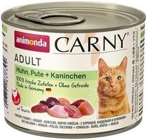 Šlapias kačių maistas Animonda Carny Adult, triušiena/vištiena/kalakutiena, 0.2 kg
