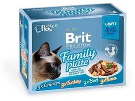 Šlapias kačių maistas Brit Premium Family Plate, 1.020 kg, 12 vnt.