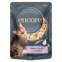 Šlapias kačių maistas Encore Pouch In Broth, tunas/krevetės, 0.070 kg