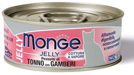 Šlapias kačių maistas Monge Jelly Adult, tunas/krevetės, 0.08 kg