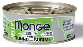Šlapias kačių maistas Monge Jelly Adult, tunas/surimis, 0.08 kg