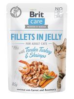 Šlapias kačių maistas Brit Fillets in Jelly Turkey & Shrimp Jelly, kalakutiena, 0.085 kg