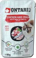 Šlapias kačių maistas Ontario Tasty Meat In Broth 213-3033, vištiena/jūros gėrybės, 0.08 kg