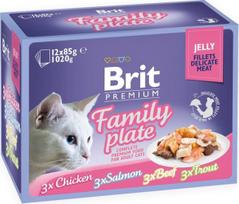 Šlapias kačių maistas Brit Premium Family Plate, jautiena/vištiena/lašiša, 1.02 kg, 12 vnt.