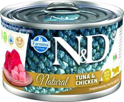 Šlapias kačių maistas Farmina N&D Natural Tuna & Chicken, vištiena/tunas, 0.14 kg