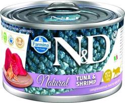 krevetes - Šlapias kačių maistas Farmina N&D Natural PND140064, tunas/krevetės, 0.14 kg - 1 nuotrauka