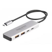 type 2 kabelis - Delock USB 10Gbps USB Type-C Hub mit 2 x USB Typ-A und 2 x USB Type-C (grau) - 1 nuotrauka