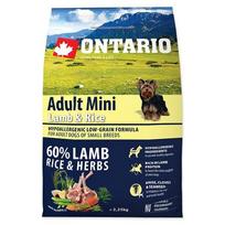 Sausas maistas suaugusiems mažų veislių šunims su ėriena ir ryžiais, 2,25 kg, Ontario Adult Mini Lamb+Rice