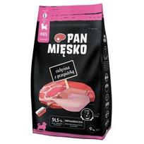 Pan Mięsko sausas maistas šuniukams su veršiena ir putpele, 9 kg