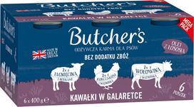 Šlapias šunų maistas Butchers Original Jelly Megapack Mix, ėriena/jautiena/vištiena/kepenėlės, 0.4 kg, 6 vnt.