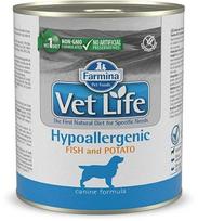 Šlapias šunų maistas Farmina Vet Life Hypoallergenic Fish & Potato, žuvis, 0.3 kg