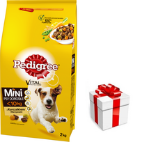 PEDIGREE Adult 2kg (mažų veislių) - sausas maistas šunims su vištiena ir daržovėmis + STAIGMENA ŠUNUI