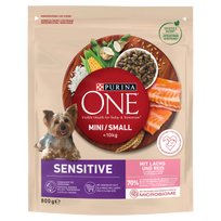 PURINA ONE Mini Delicate Lašiša, ryžiai - sausas maistas šunims - 800 g