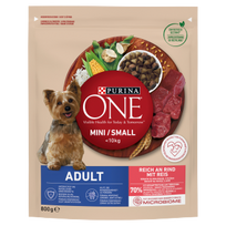 PURINA ONE Mini Adult Beef, Rice - sausas maistas šunims - 800g
