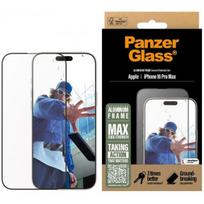 iphone 16 pro apsauginis stiklas - PanzerGlass "Screen Protector Aluminum Frame iPhone 16 Pro Max" Ultra-Wide Fit - 1 nuotrauka