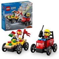 lego konstruktoris - LEGO® City Pizza vs. Fire Truck Race Car Pack 60458, 70 vnt. - 3 nuotrauka