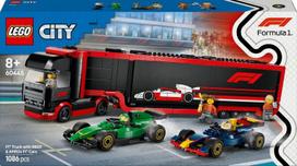 LEGO City F1 sunkvežimis su RB20 ir AMR24 F1 60445