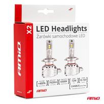 led lemputes zibintu - LED lemputės H7 Amio X2  400% 72W 6500K 7920lm - 5 nuotrauka