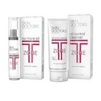 Skin Doctors T-Zone rinkinys nuo spuogų su odos riebumą mažinančiu kremu ir veido prausikliu
