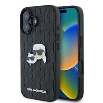 iphone 16 plus pink - Karl Lagerfeld "Monogram Karl and Chaoupette Head Pin iPhone 16 Plus" Black - 1 nuotrauka