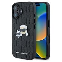 telefono deklas karl lagerfeld - Karl Lagerfeld "Monogram Karl and Chaoupette Head Pin iPhone 16" Black - 1 nuotrauka
