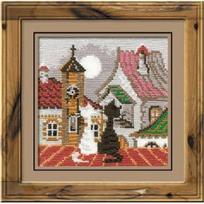 RIOLIS - Create It Yourself - Siuvinėjimo rinkinys „Katės pavasariškame mieste“ 611 (13x13 cm)