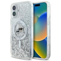 Karl Lagerfeld "Liquid Glitter Karl and Choupette Head MagSafe iPhone 16 Plus" Clear