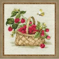 RIOLIS - Create It Yourself - Siuvinėjimo rinkinys „Krepšelis aviečių“ 1448 (30x30 cm)