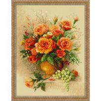 RIOLIS - Premium - Siuvinėjimo rinkinys „Arbatinės rožės“ 100/049 (30x40 cm)