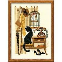 RIOLIS – Create It Yourself – Siuvinėjimo rinkinys „Katė prie telefono“ 860 (18x24 cm)