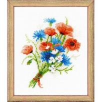 RIOLIS – Create It Yourself – Siuvinėjimo rinkinys „Rugiagėlių puokštė“ 1576 (15x18 cm)