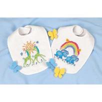 DIMENSIONS Noah's Ark Bibs, Stamped Cross Stitch_73126