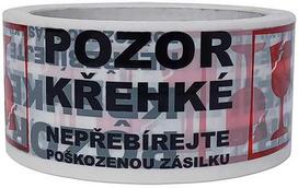 Lipni juosta "Beware of fragile", skaidri su antspaudais, 48mm, 60m