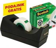 Scotch 3M SCOTCH_ Magic_ biuro juosta (SM3-12), matinė, su dozatoriumi, 19mm, 33m, 3 vnt.., dozatorius C-38 juoda NEMOKAMAI