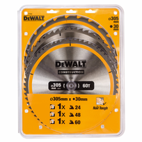dewalt pjovimo diskas - DeWalt DT1964, 305 mm, 24T, 48T, 60T, 3 vnt. - 2 nuotrauka