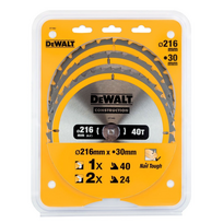 216 pjovimo diskas - DeWalt diskinių pjūklų rinkinys medienai (DT1962-QZ), 216 mm, 3 vnt. - 2 nuotrauka