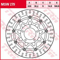 Stabdžių diskas MSW279 Priekis plaukiojantis TRW 320/78,2/5mm/100,5mm