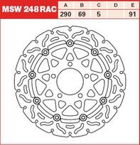 Stabdžių diskas MSW248RAC Priekis plaukiojantis TRW 290/69/5mm/91mm