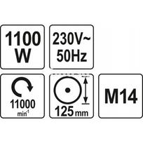 mini slifuoklis - Kampinis šlifuoklis 1100W, d-125mm Yato YT-82100 - 4 nuotrauka