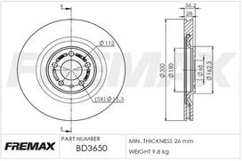 Stabdžių diskas FREMAX BD-3650